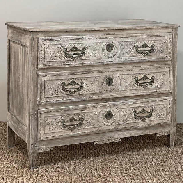 18th Century Country French Whitewashed Commode With Bronze Hardware For Sale - Image 4 of 18