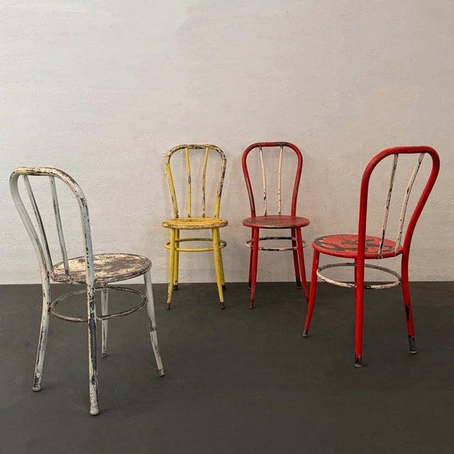 Metal 1940s Industrial Painted Steel Café Dining Chairs- Set of 4 For Sale - Image 7 of 9
