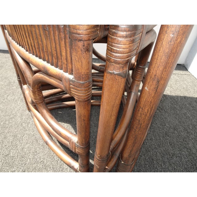 Set of Three Vintage Bamboo Coastal Rattan Leather Ostrich Nesting Tables Lh2 For Sale - Image 11 of 12