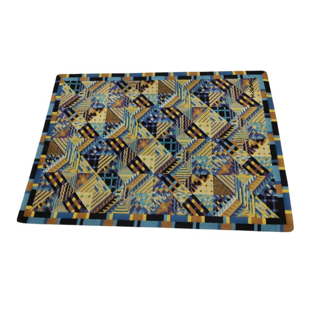 Blue Wool Rug by Ottavio Missoni for T&J Vestor, Italy, 1980s For Sale - Image 8 of 8