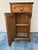 Wood Antique Walnut Nightstand / Bedside Cabinet Featuring a Dark Marble Top and a Single Drawer Above a Cabinet Door For Sale - Image 7 of 9
