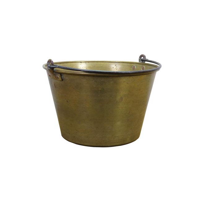 Victorian Antique 1860s Cg Hussey Pittsburgh Spun Brass Fire Bucket Pail W Iron Handle 13" For Sale - Image 3 of 11