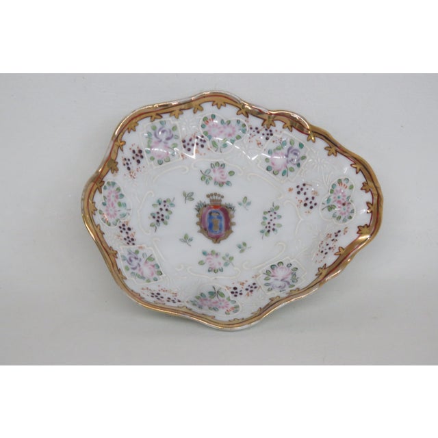 Ceramic Gilt Hand Painted Flowers Raised Design Trinket Bowl 4594b For Sale - Image 7 of 18