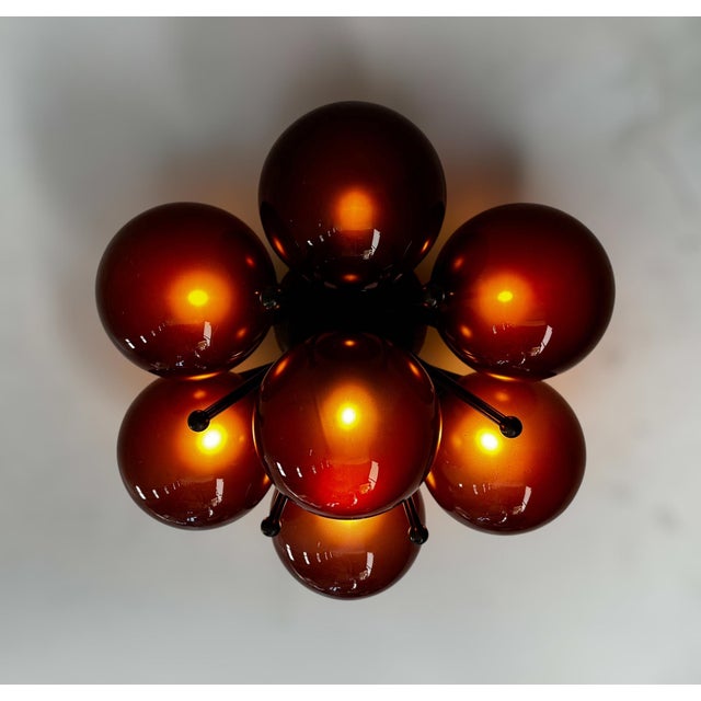 Metal Sakura Bronzed Frosted Amethyst Globe Flush Mount by Fabio LTD For Sale - Image 7 of 8