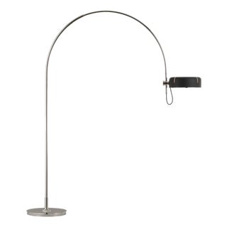 Thomas O'Brien by Visual Comfort Signature Oso 75" Arc Reading Floor Lamp in Polished Nickel with Matte Black Shade For Sale