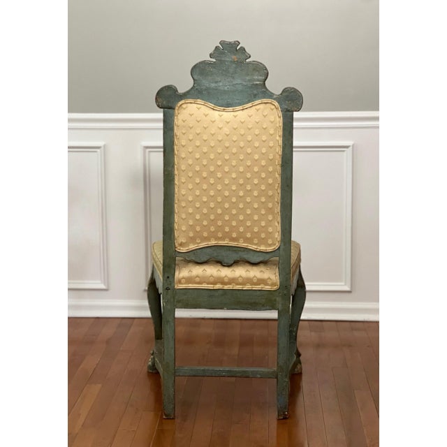 Late 18th Century 18th Century Hand Carved Italian Rococo Painted and Parcel Gilt Side Chair For Sale - Image 5 of 16