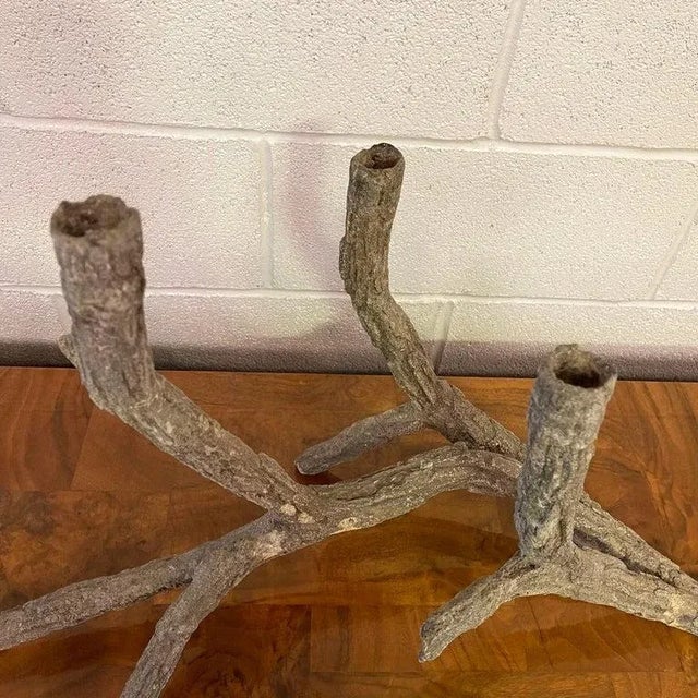 Mid-Century Sculptural Concrete Driftwood Branch Candelabra For Sale - Image 10 of 12