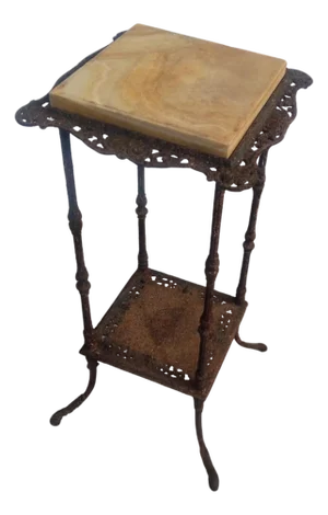 Late 19th Century French Wrought Iron Marble Top Pedestal Stand