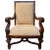 Late 20th Century Vintage Hand-Carved Mahogany Upholstered Arm Chairs With Rolled Arms - A Pair For Sale - Image 5 of 16