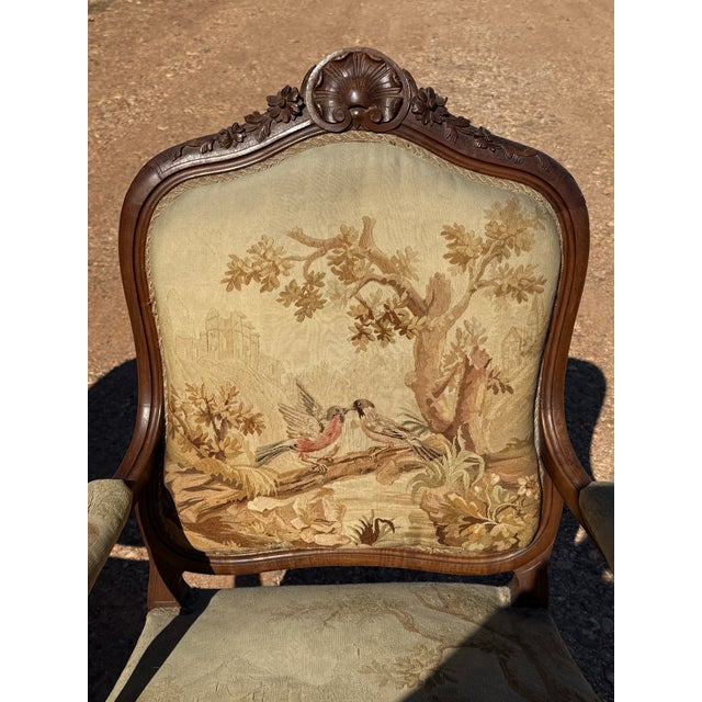 Large 18th Century French Louis XV Solid Walnut Armchair- A Pair For Sale - Image 4 of 12