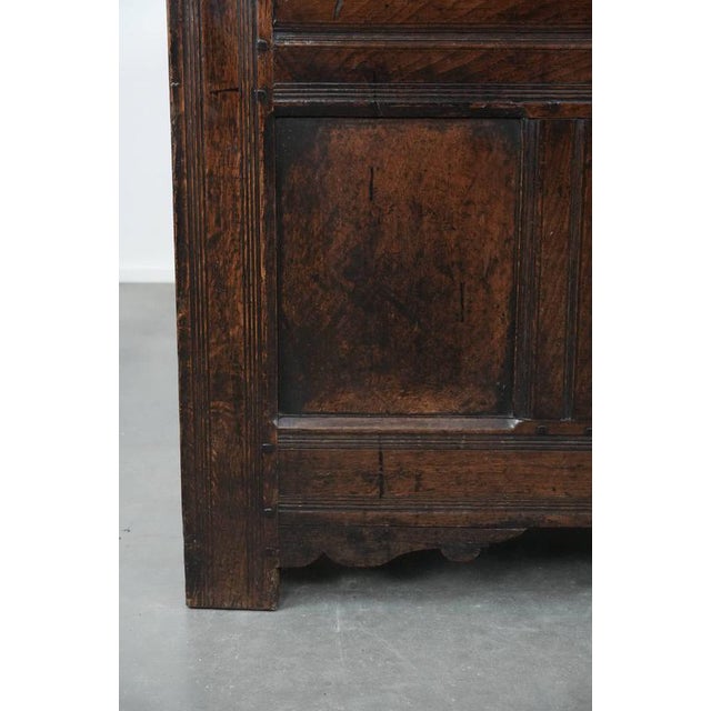 Large Antique English Panelled Oak Chest, 18th Century For Sale - Image 14 of 16