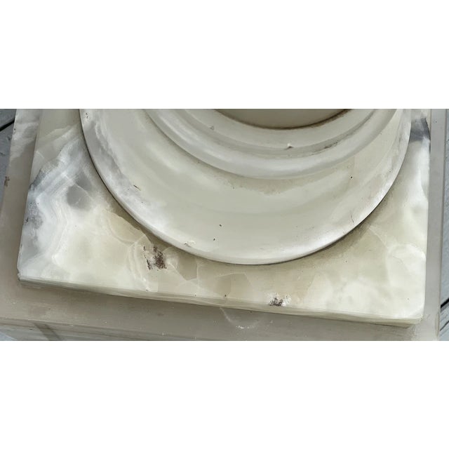 Antique Victorian - Art Deco Era Alabaster Rotating Stone Pedestal Fern Stand For Sale - Image 4 of 16