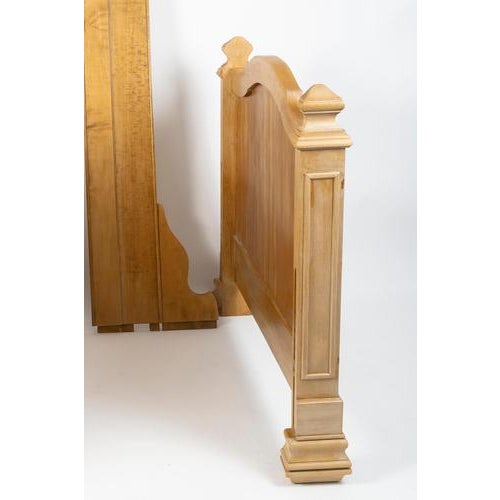 Single bed frame with bench, made of light solid wood, napoleon iii style, 20th century. Bed frame with bench, 20th...