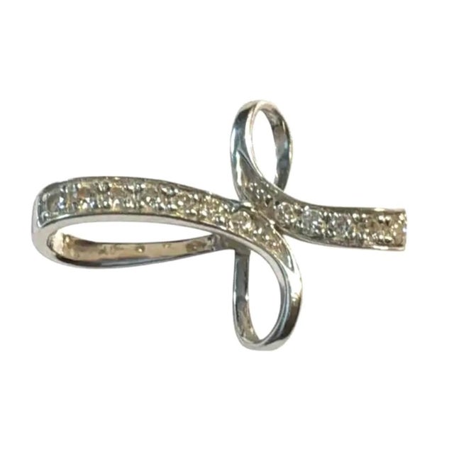 Vintage 14k White Gold Diamond Cross Pendant, Mid-20th Century For Sale - Image 4 of 8