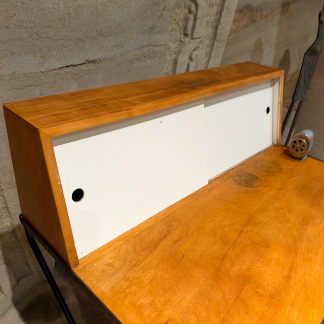 Mid-Century Modern Writing Desk Wrought Iron Wood Arthur Umanoff Elton Company For Sale - Image 14 of 18