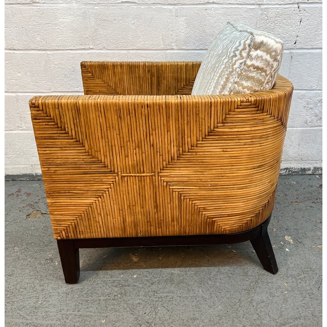 Brown Braxton Culler Geometric Woven Wicker Lounge Chair For Sale - Image 8 of 10