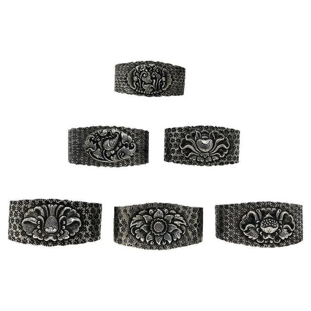 1930s Indonesian Silver Yogya Napkin Rings, 1930s, Set of 6 For Sale - Image 5 of 5