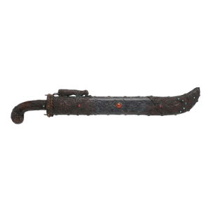 Vintage Sino Tibetan Short Sword Dagger Hand Forged Steel Repousse Scabbard 25"