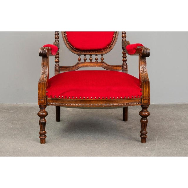 Antique Mahogany Armchair in Red, 1800s For Sale - Image 11 of 17