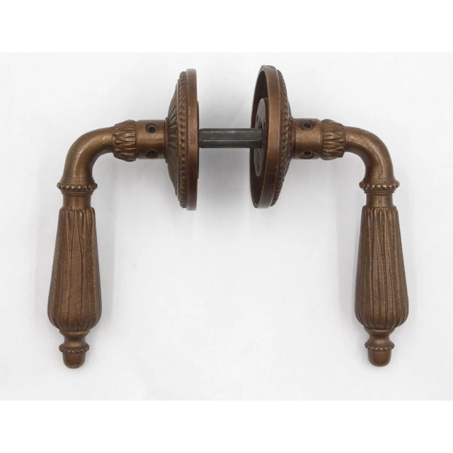 Mid 20th Century Traditional Cast Bronze Lever Passage Door Knob Set - 4 Pieces For Sale - Image 6 of 9