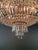Antique Art Nouveau Low Oval Plafonnier Crystal Chandelier Brass For Sale - Image 10 of 15