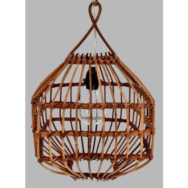 Vintage Mid Century Italian Bamboo Pendant Ceiling Light For Sale In Miami - Image 6 of 12