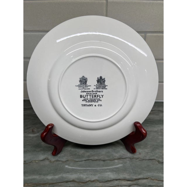 Mid-Century Modern Vintage Tiffany & Co Butterfly Johnson Bros Blue/White Salad Platters - Set of 4 For Sale - Image 3 of 4