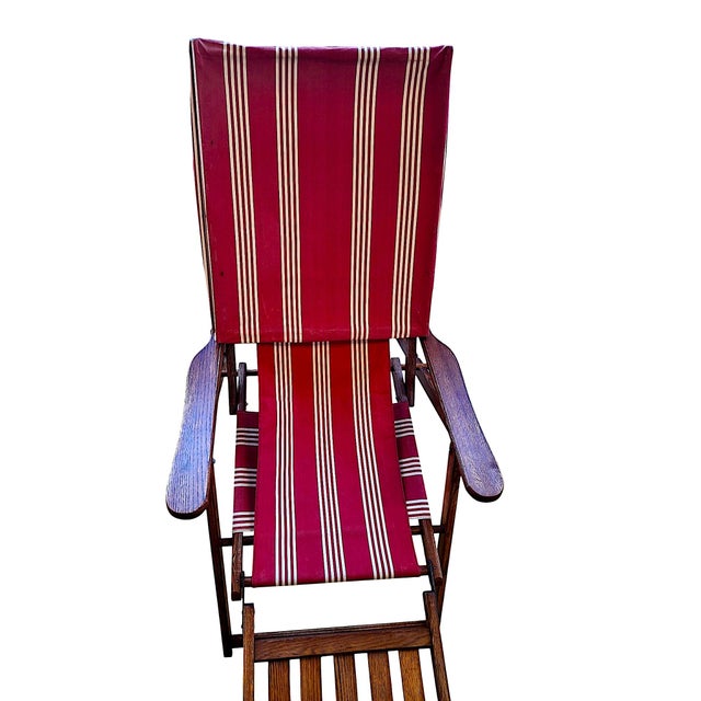 Ruby Red Vintage Steamer Chair Recalls the Golden Age of Leisure Travel, by Paris Manufacturing For Sale - Image 8 of 16
