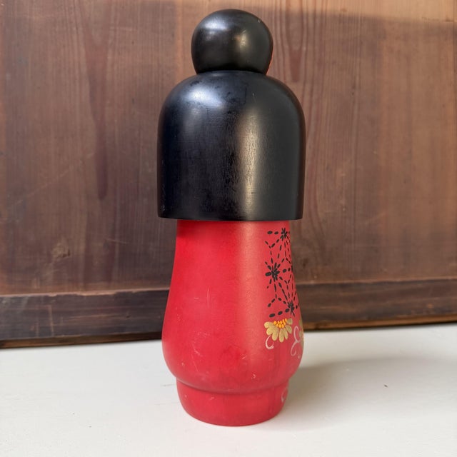 Black Vintage Sōsaku Kokeshi by Kazuo Takamizawa, 1980s For Sale - Image 8 of 9