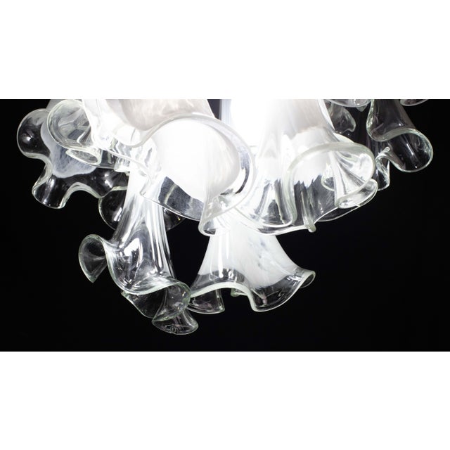 Murano Glass White Chandelier “Calle” by Venini, 1970 For Sale - Image 4 of 12