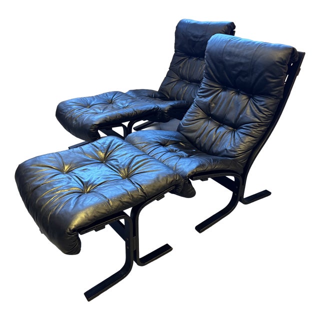 Set of Vintage Scandinavian Siesta Lounge Chair and Ottoman by Ingmar Relling for Westnofa, 1970s For Sale