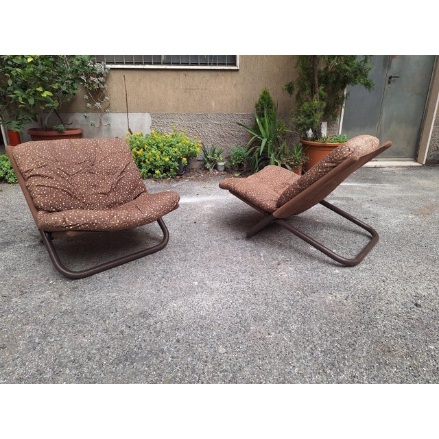 Vintage Cross Chair in Lacquered Metal and Fabric by Marcello Cuneo for Arflex, 1974 For Sale - Image 11 of 18