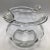 Beautiful hand blown glass basket bowl with handle that can lay flat or upright. When handle is up it measures 9 inches...