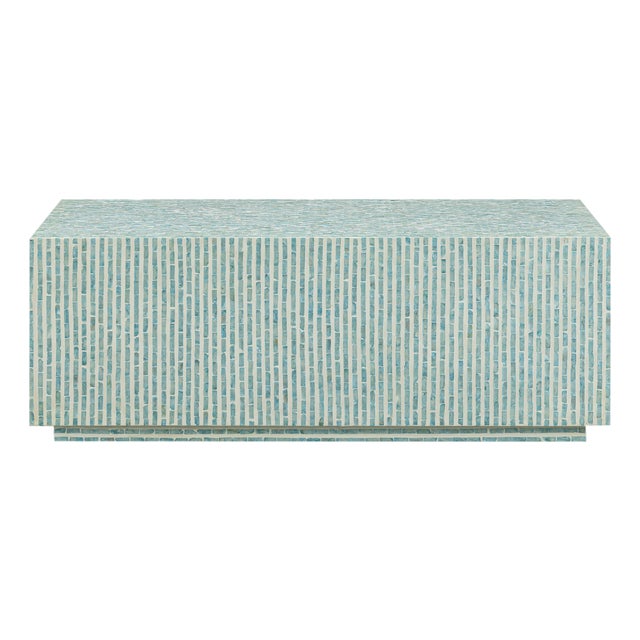 Earl Light Blue Capiz Shell Coffee Table For Sale