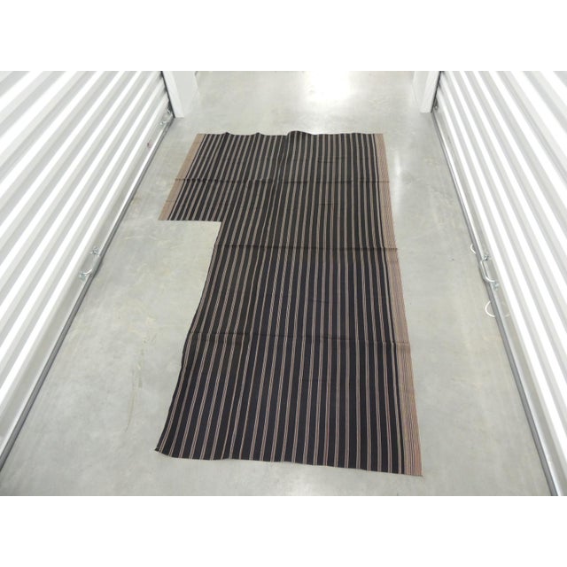 Vintage Black and Red Asian Woven Stripes Textile Panel For Sale - Image 4 of 6