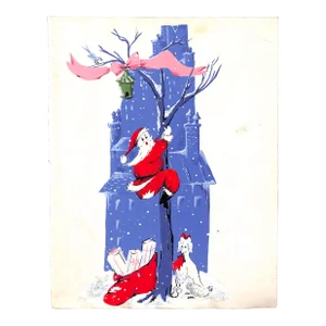 1950s Lanvin of Paris Original Advertising Watercolor Christmas Artwork