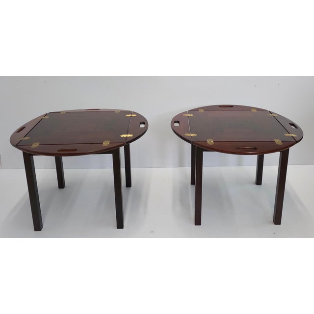 Brown 1970s Pair of Mobelfabrikken Aps Danish Modern Rosewood Butler Tray Top Side Tables For Sale - Image 8 of 11