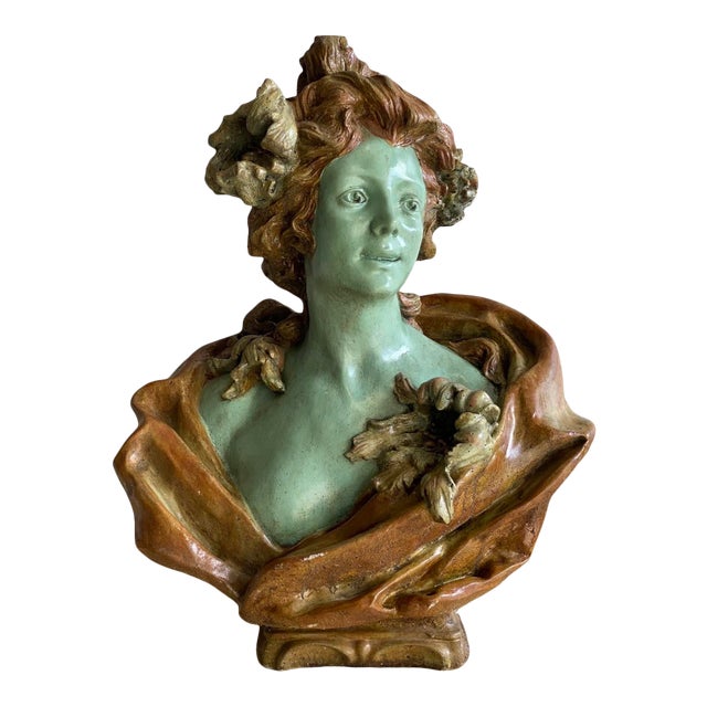 Vintage Art Nouveau Concrete Female Bust Chairish