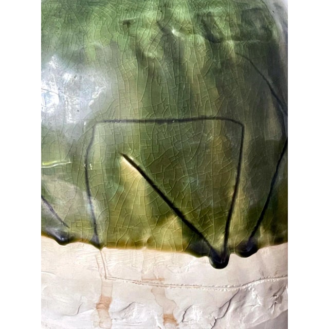 Modern Early 21st Century Japanese Modern Studio Ceramic Oribe Jar by Ryoji Koie For Sale - Image 3 of 13