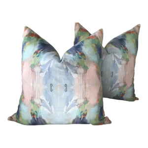 “Anna Pink” Pillows With Down Inserts- a Pair