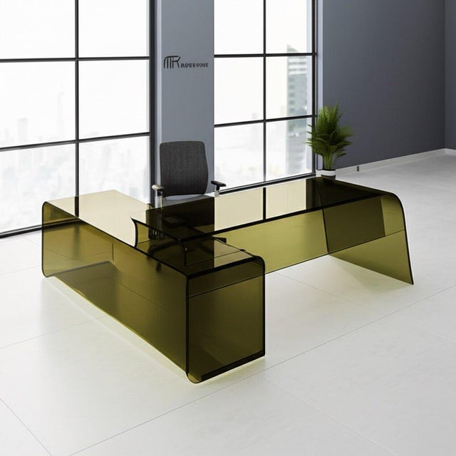 This striking modern desk is crafted from 20 mm thick transparent olive oil-colored acrylic, offering a bold yet refined...