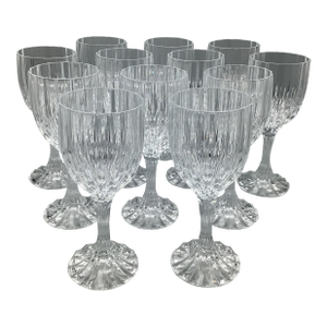 French Crystal Fluted Stem Bretagne Water Goblets-Set of 12
