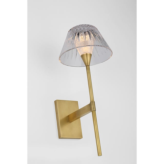 Visual Comfort Waterford for Visual Comfort Signature Blaze 14" Sconce in Natural Brass with Clear Crystal For Sale - Image 4 of 14