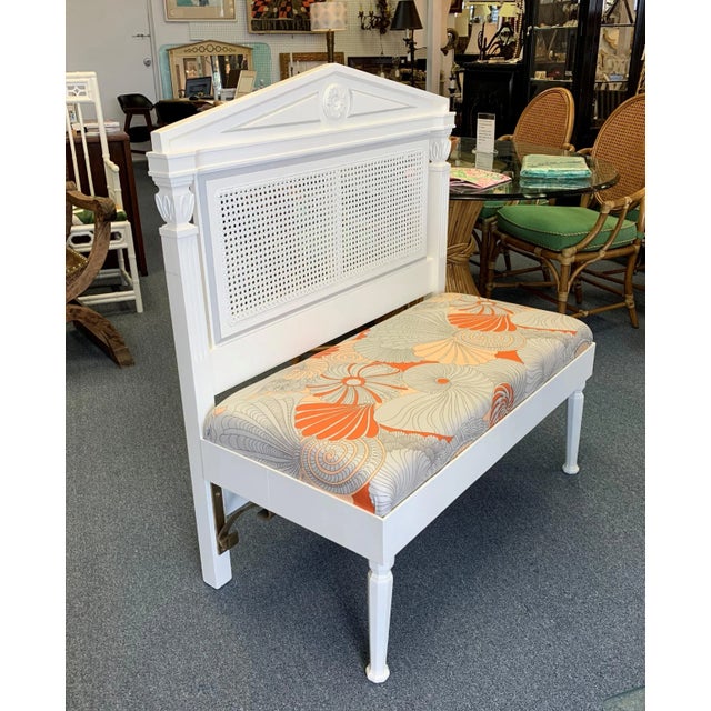 Shabby Chic Antique Neoclassical Headboard Re-Purposed Into Bench For Sale - Image 3 of 11