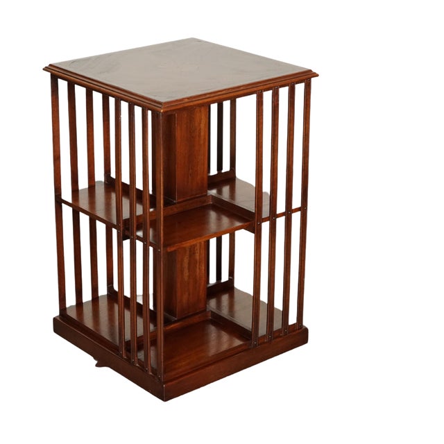 Sheraton Revival Revolving Bookcase End Table For Sale