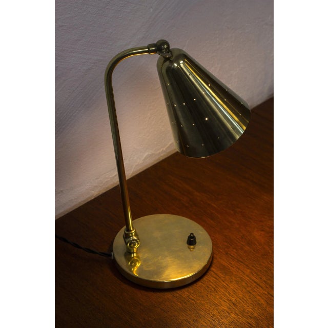 Gold Danish Table Lamp by Svend Aage Holm Sørensen for Holm Sørensen & Co, 1950s For Sale - Image 8 of 14