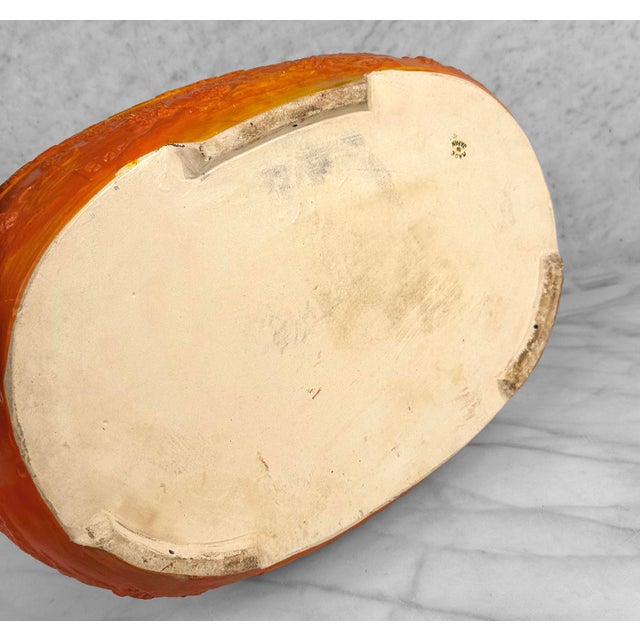 Vintage Large Japanese Ceramic Orange Oval Bonsai Planter For Sale - Image 12 of 13