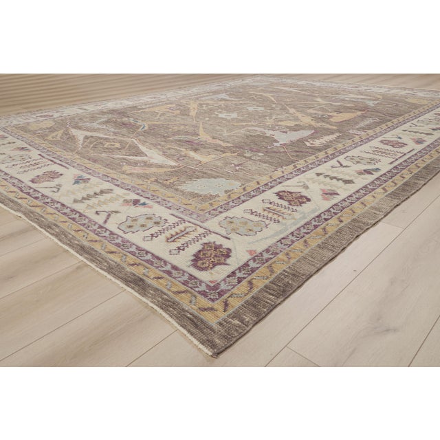 Taupe Contemporary Turkish Oushak Rug, 10'01 X 13'05 For Sale - Image 8 of 10