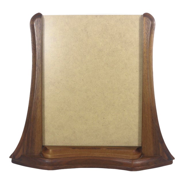 Vintage Art Nouveau Style Black Walnut Wood Photo Frame for Table Top No Glare Glass 8”x10” For Sale