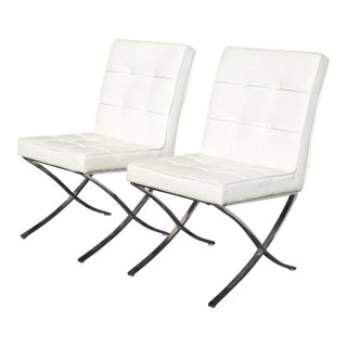 Pair of Mid Century Modern Tufted Side Chairs ~ Barcelona Style For Sale